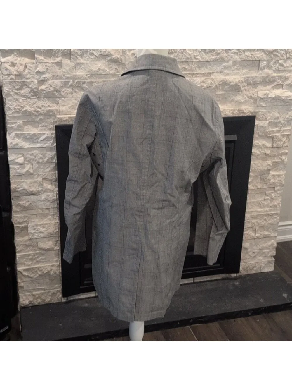 Banana Republic Grey Plaid Trench / Rain  Coat